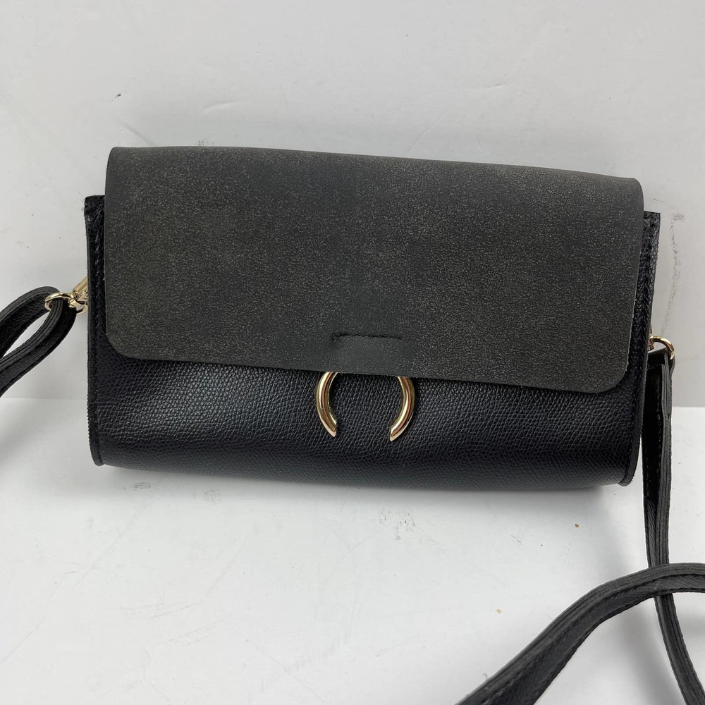 Melie Bianco Vegan Leather Black Crossbody Purse